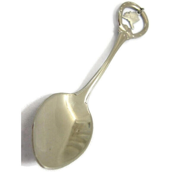 Vintage Alaska Spoon Sterling 925 Souvenir Collector Charm Top Clover Hearts Bow - Picture 2 of 11